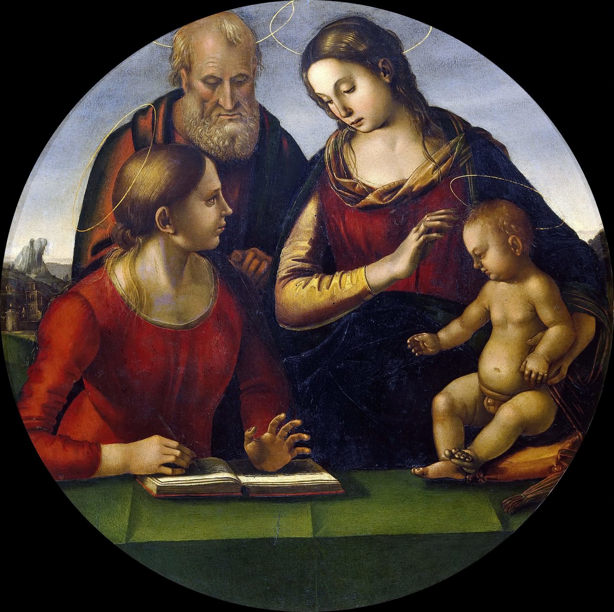 Święta Rodzina ze Świętym, ok. 1490-1495. autorstwa Luca Signorelli
