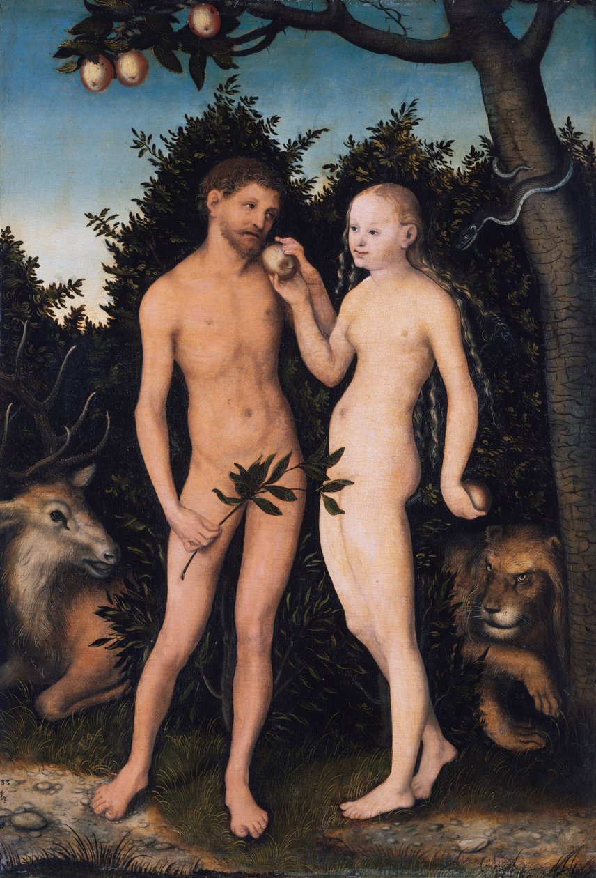 Adam i Ewa w raju (upadek człowieka) autorstwa Lucas Cranach the Elder