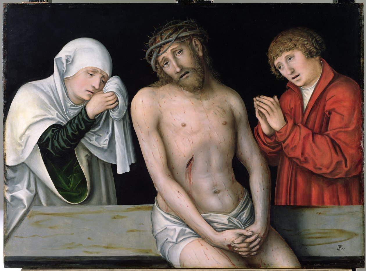 Chrystus jako Mąż Bolesny z Dziewicą i św. Janem autorstwa Lucas Cranach the Elder