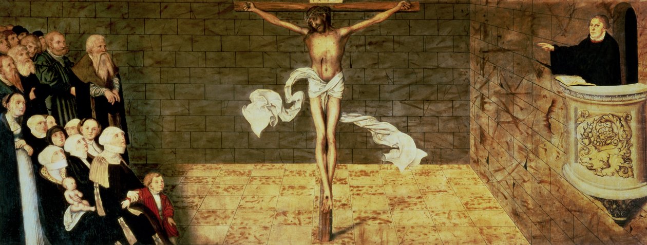Kazanie Marcina Lutra, fragment tryptyku, 1547 (detal 51406) autorstwa Lucas Cranach the Elder