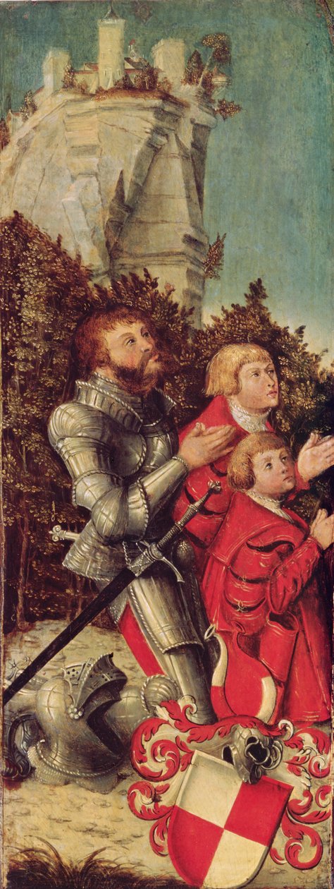 Portret rycerza z dwoma synami, ok. 1518-25 (olej na desce) autorstwa Lucas Cranach the Elder