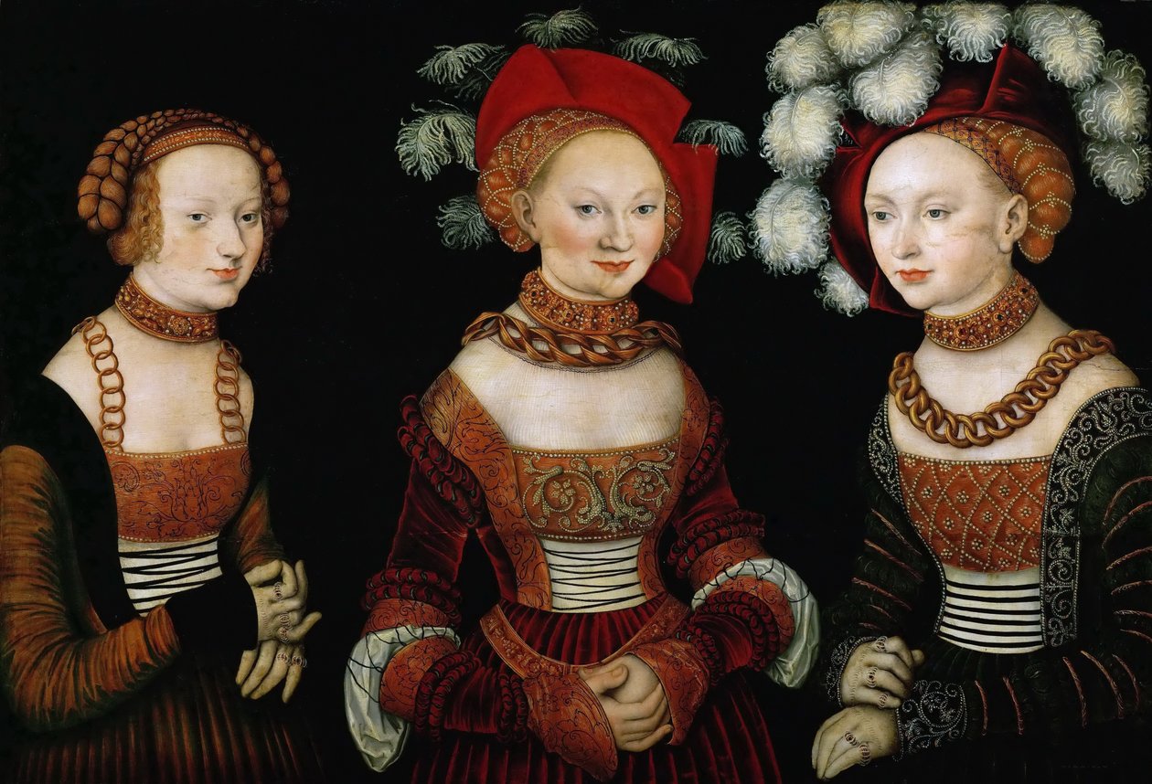 Księżniczki Sybilla, Emilia i Sidonia z Saksonii autorstwa Lucas Cranach the Elder