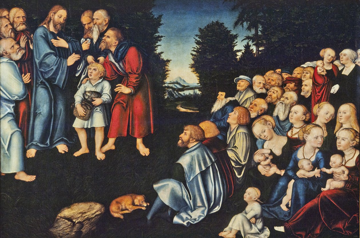 Cud pięciu chlebów i dwóch ryb autorstwa Lucas Cranach the Elder