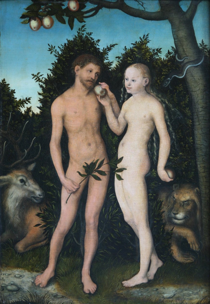 Adam i Ewa w raju (Upadek) autorstwa Lucas Cranach the Elder