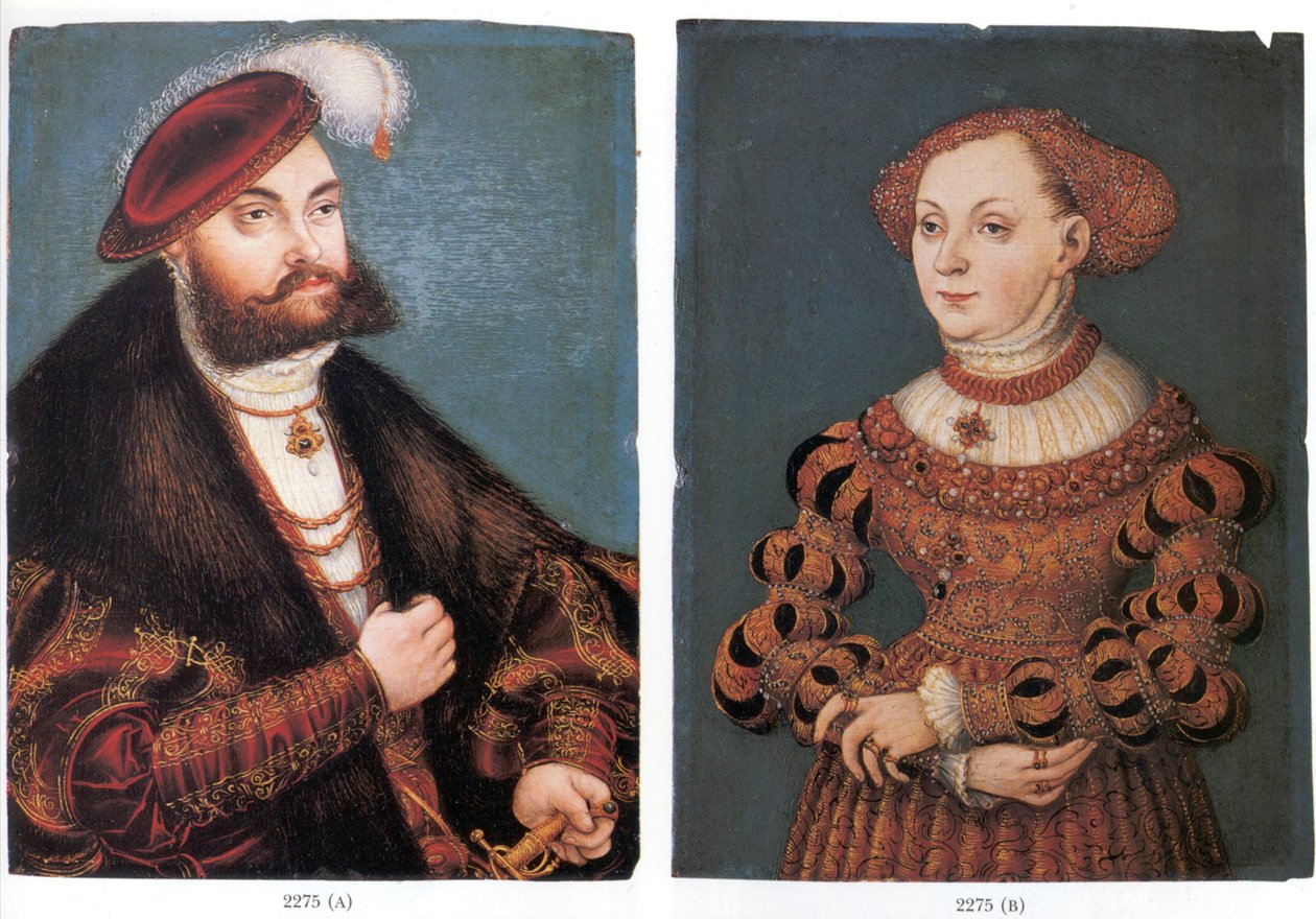 Podwójny portret elektora Johanna Friedricha von Sachsen i jego żony Sibylle von Cleve autorstwa Lucas Cranach the Younger