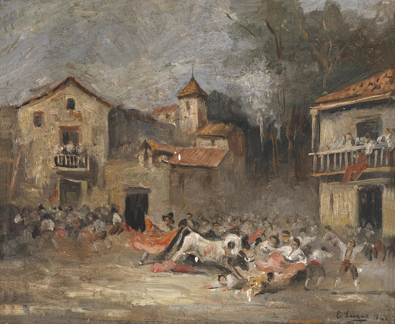 Walka byków autorstwa Eugenio Lucas Velázquez