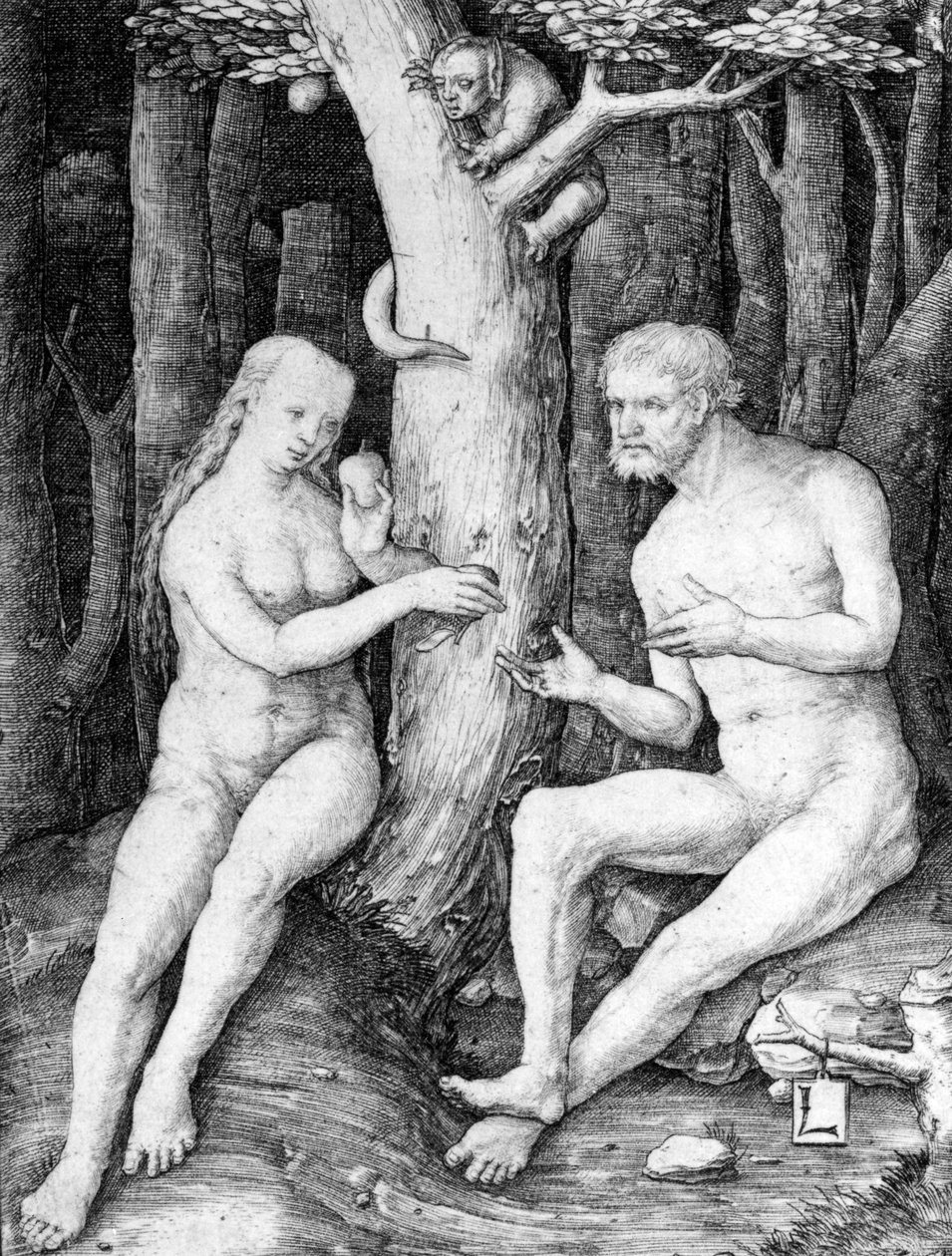 Adam i Ewa, ok.1506 autorstwa Lucas van Leyden