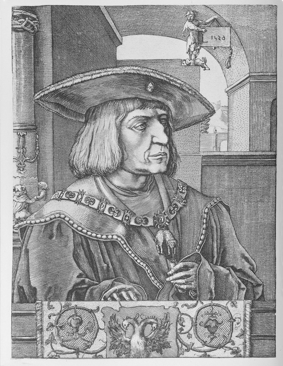 Cesarz Maksymilian I autorstwa Lucas van Leyden