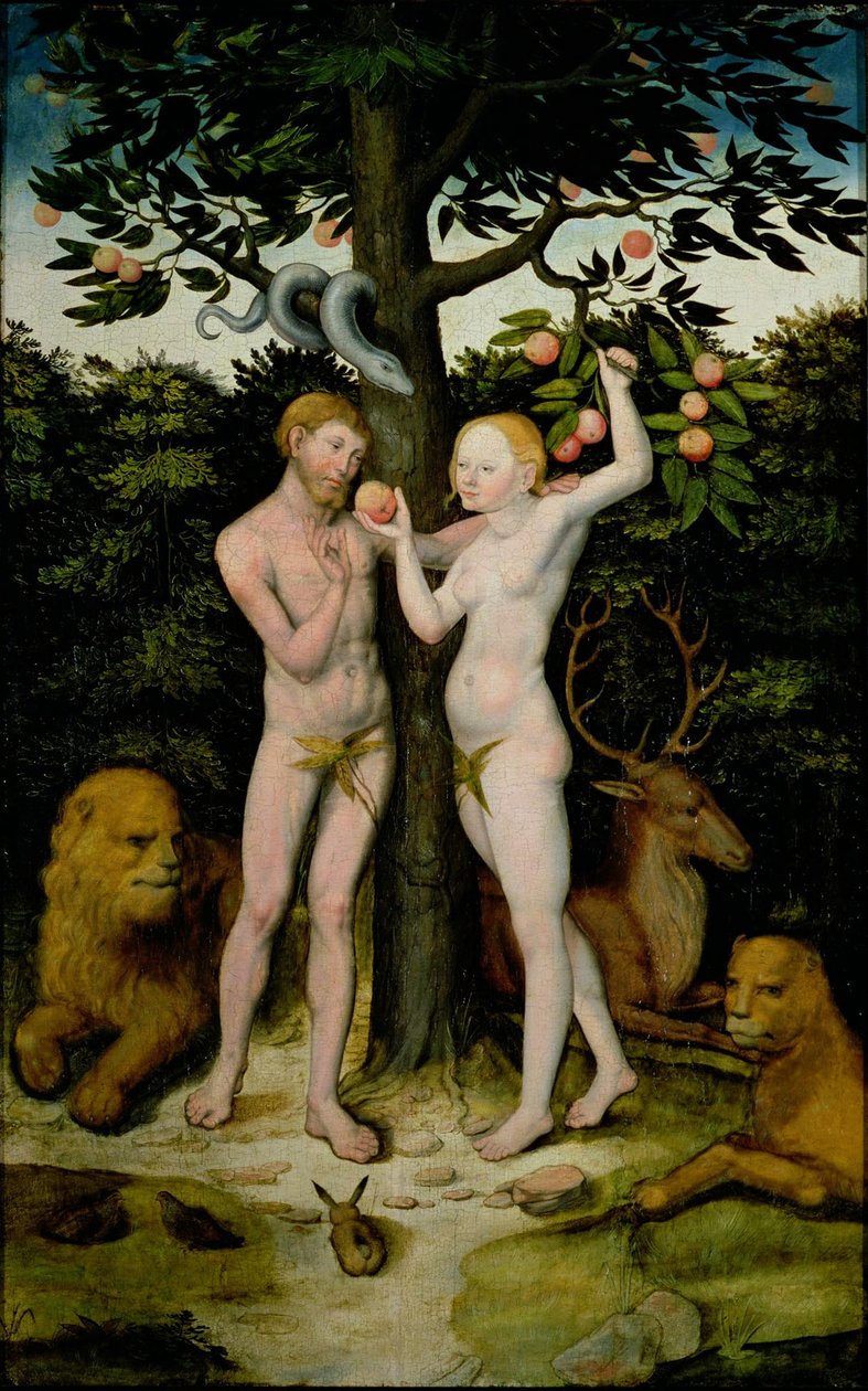 Adam i Ewa autorstwa Lucas Cranach the Elder