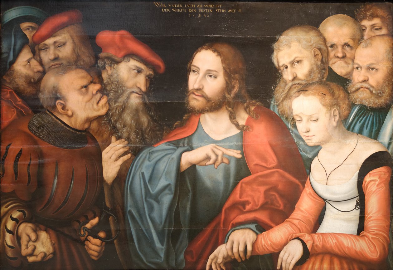 Chrystus i cudzołożnica autorstwa Lucas Cranach the Elder