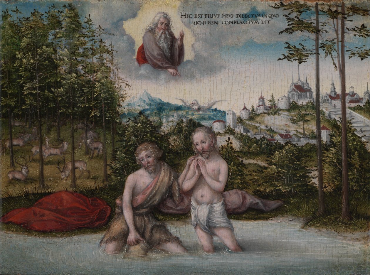 Chrzest Chrystusa, lata 30. XVI wieku. autorstwa Lucas Cranach the Elder