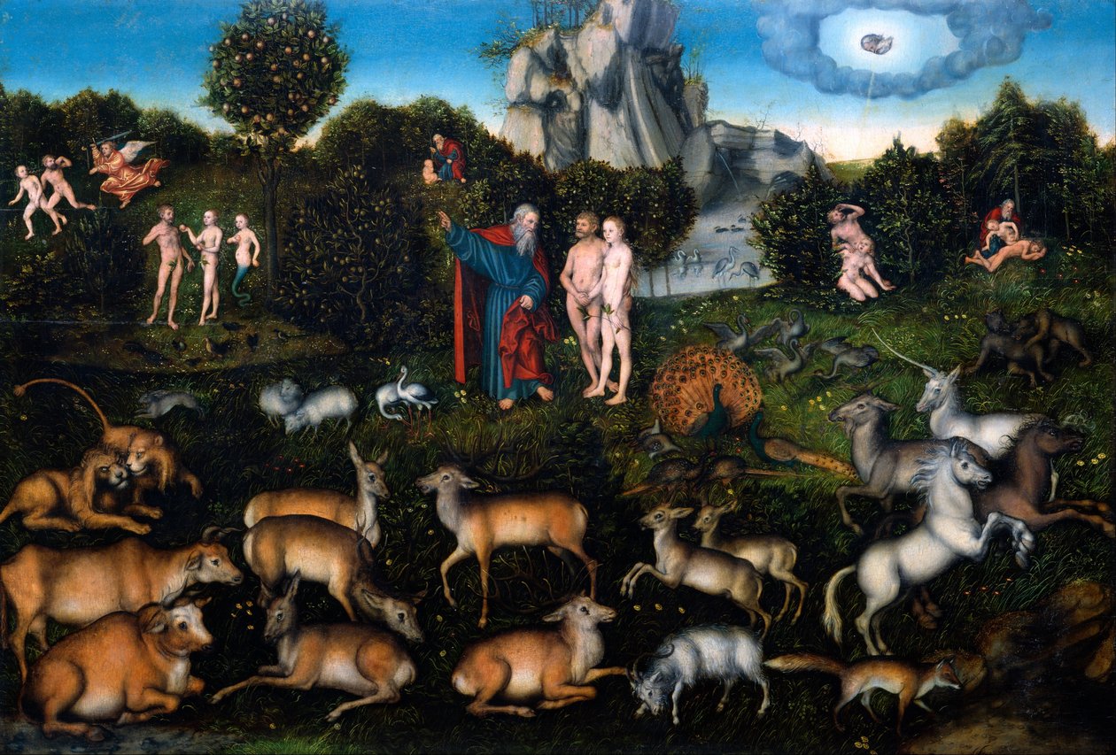 Ogród Eden, 1530 autorstwa Lucas Cranach the Elder