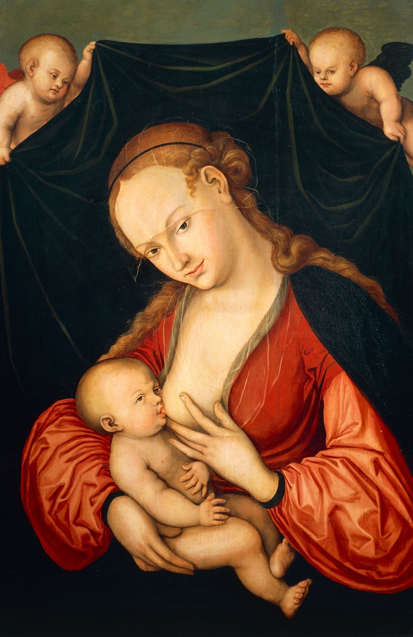 Онгон Мэри Жисусполи хөхөж байна autorstwa Lucas the Elder Cranach