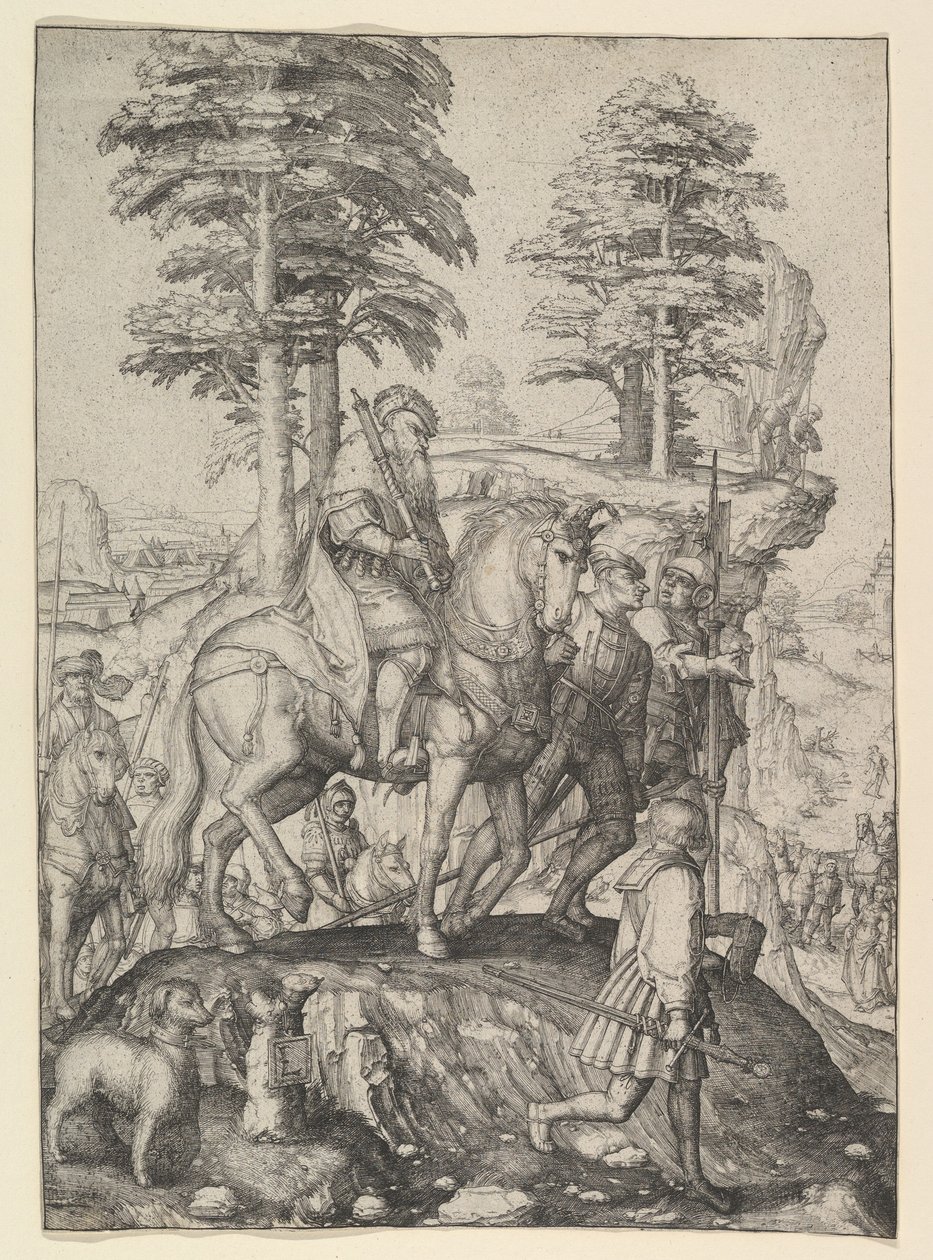 Abigail Przed Davidem, ca. 1507. autorstwa Lucas van Leyden