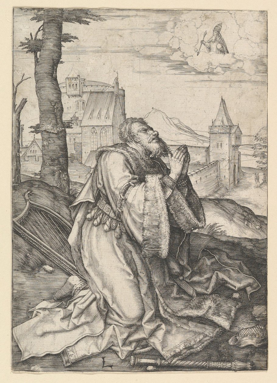 Modlący się Dawid, ca. 1507. autorstwa Lucas van Leyden
