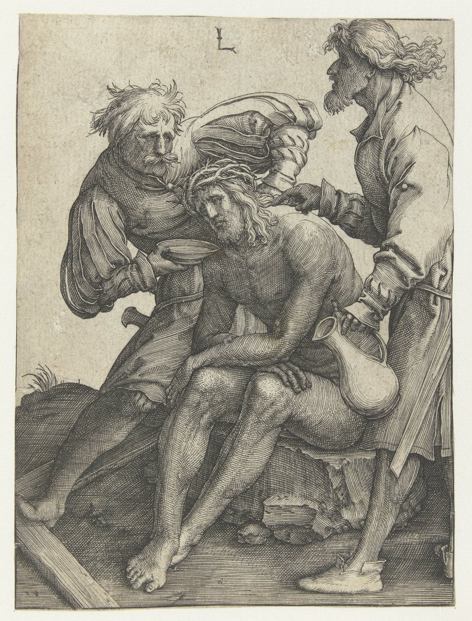 Żołnierze piją Chrystusa autorstwa Lucas van Leyden