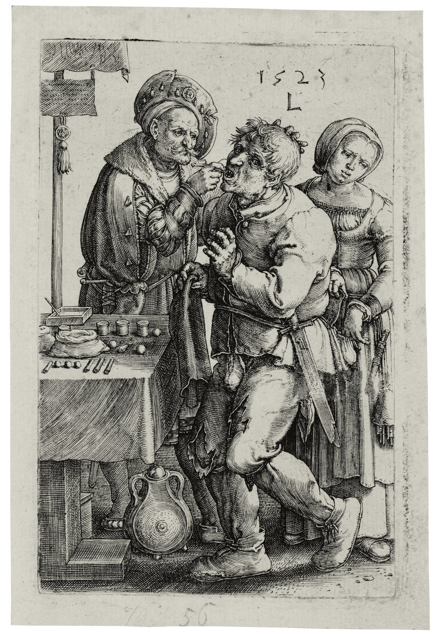 Dentysta, 1523 autorstwa Lucas van Leyden