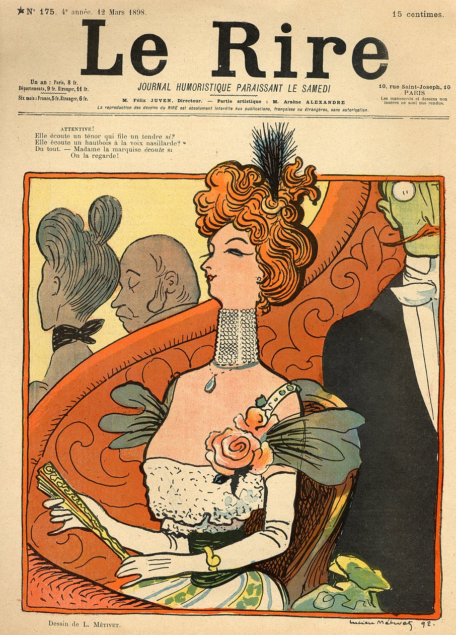 Karykatura francuskiej markizy, z okładki „Le Rire”, 12.03.1898 autorstwa Lucien Metivet