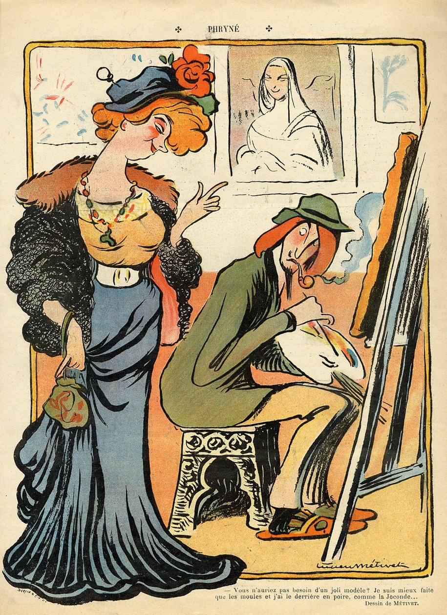 Phryne: karykatura modela artysty, z tylnej okładki „Le Rire”, 23 lutego 1907 autorstwa Lucien Metivet