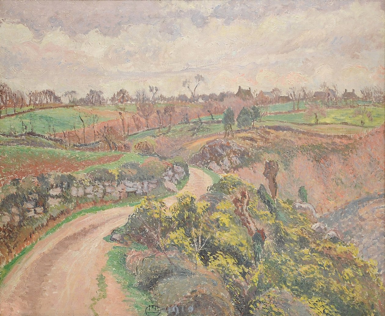 Rue de Poulfenc w Rcu, 1910 autorstwa Lucien Pissarro