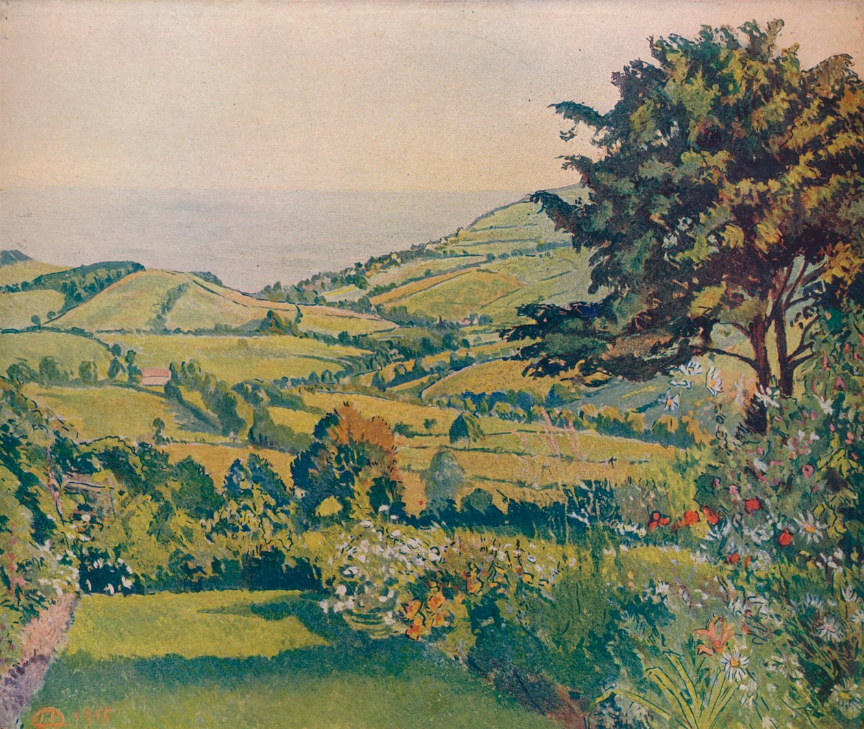 Widok na morze, stawy rybne, 1915, c1932 autorstwa Lucien Pissarro