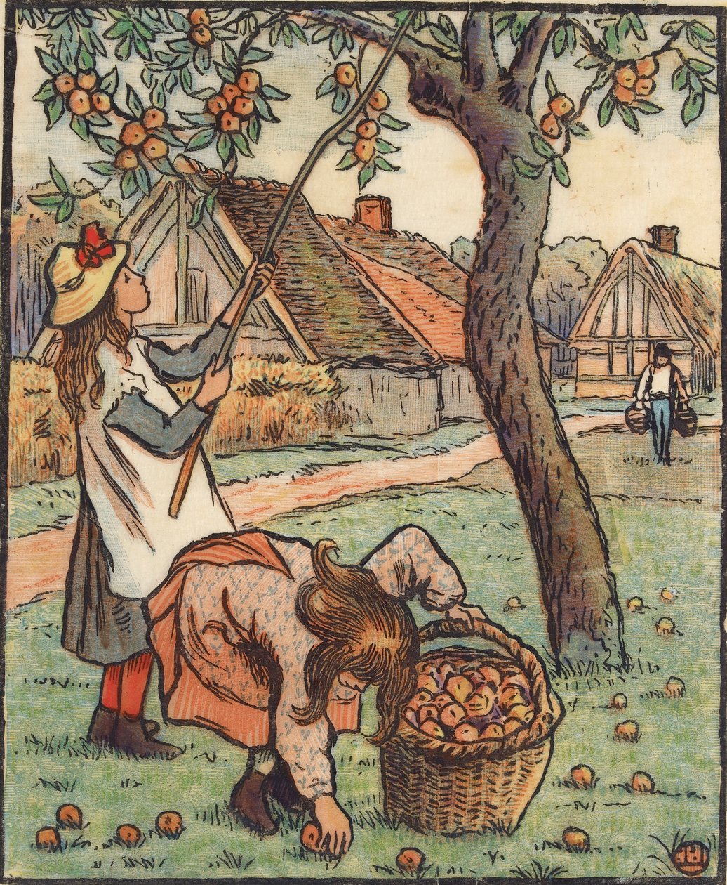 Zbiory jabłek, 1889 autorstwa Lucien Pissarro