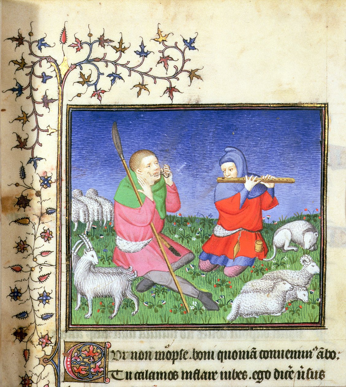 MS. 307, fol.20r Ilustracja do Eklogi 5, Paryż, ok. 1410 r. autorstwa Lucon Master