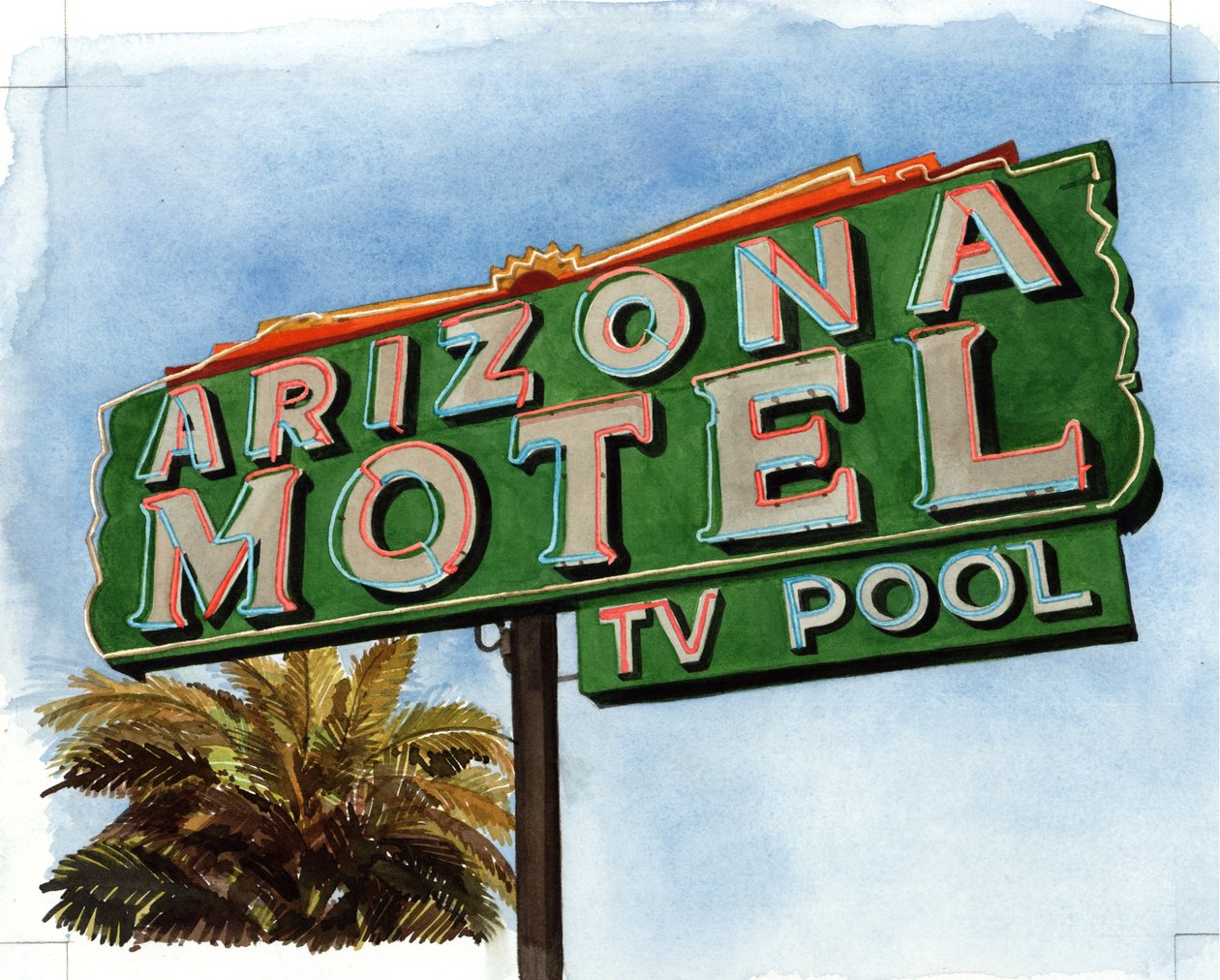 Motel Arizona przy 6th Avenue, 2004 (toaleta na papierze) autorstwa Lucy Masterman