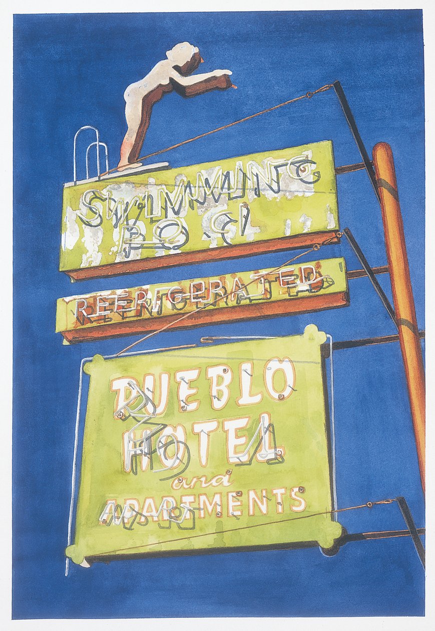 Hotel Pueblo, 2001 (wc na papierze) autorstwa Lucy Masterman