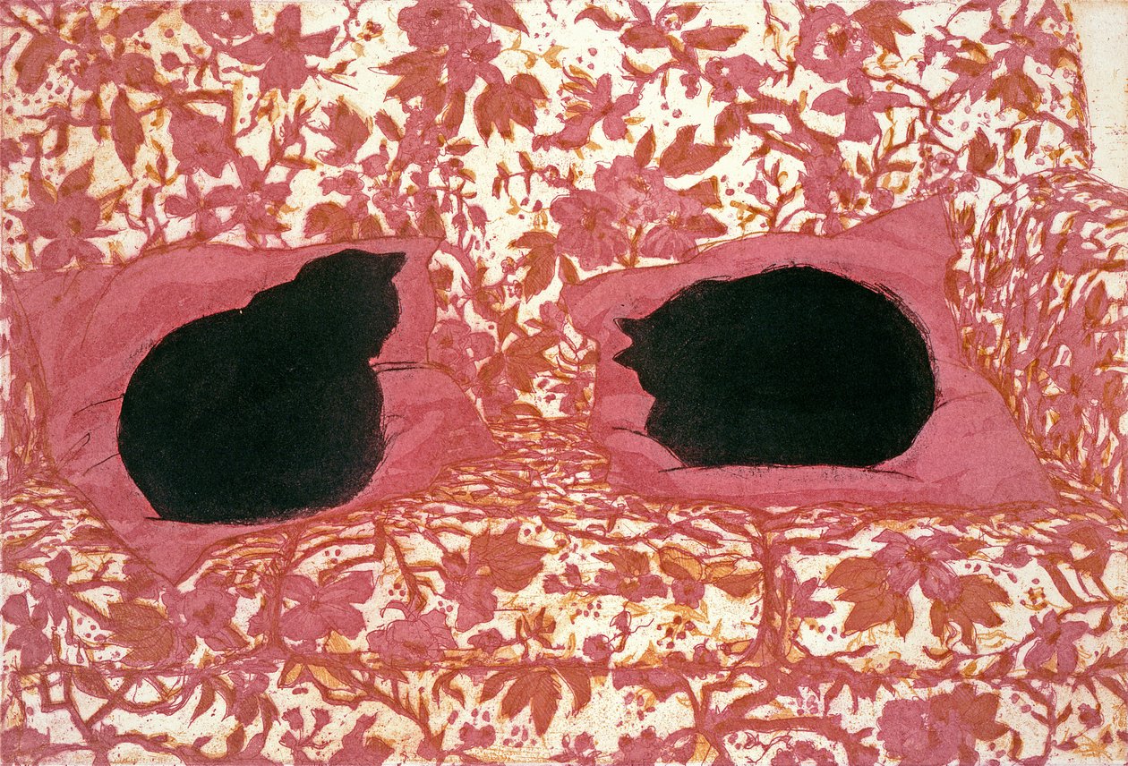 Koty, 1988 (akwaforta na papierze) autorstwa Lucy Willis