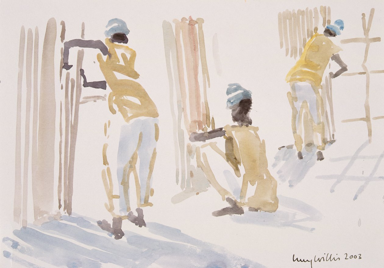 Płot bambusowy, Senegal, 2003 (wc na papierze) autorstwa Lucy Willis