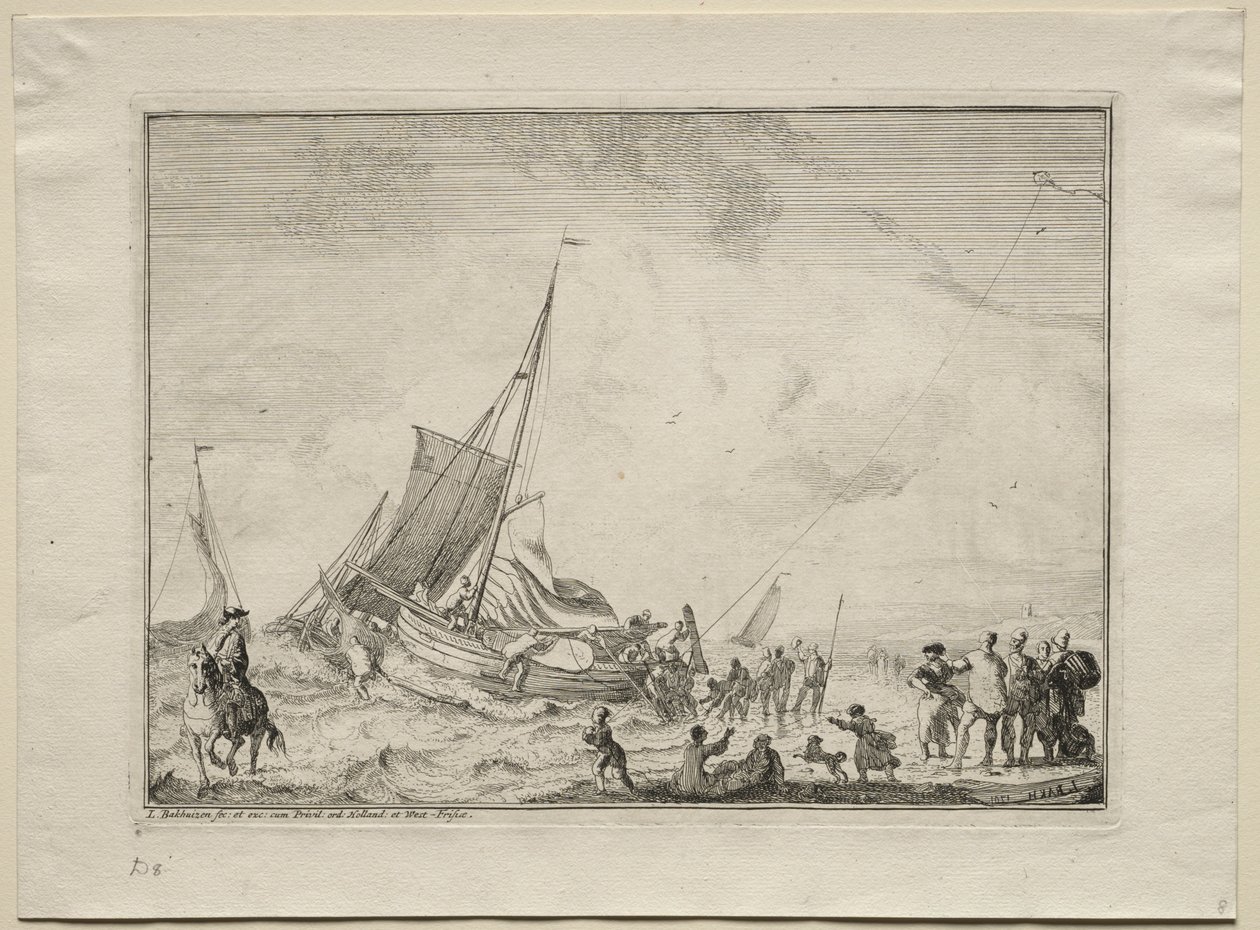 Wodowanie statku, 1701. autorstwa Ludolf Backhuysen