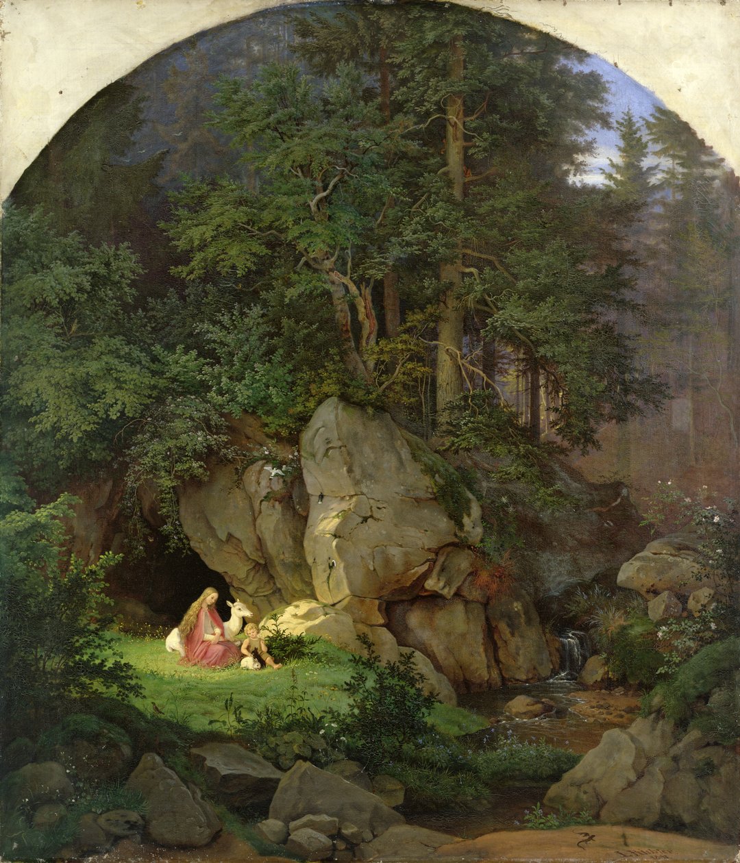 Genowewa na leśnej polanie, 1839-41 autorstwa Ludwig Adrian Richter