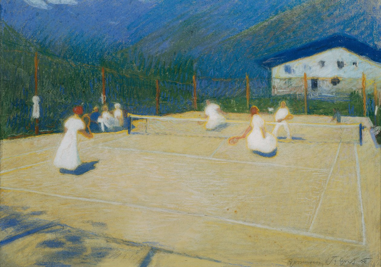 Kort tenisowy w Gossensass, 1908. autorstwa Ludwig Ferdinand Graf