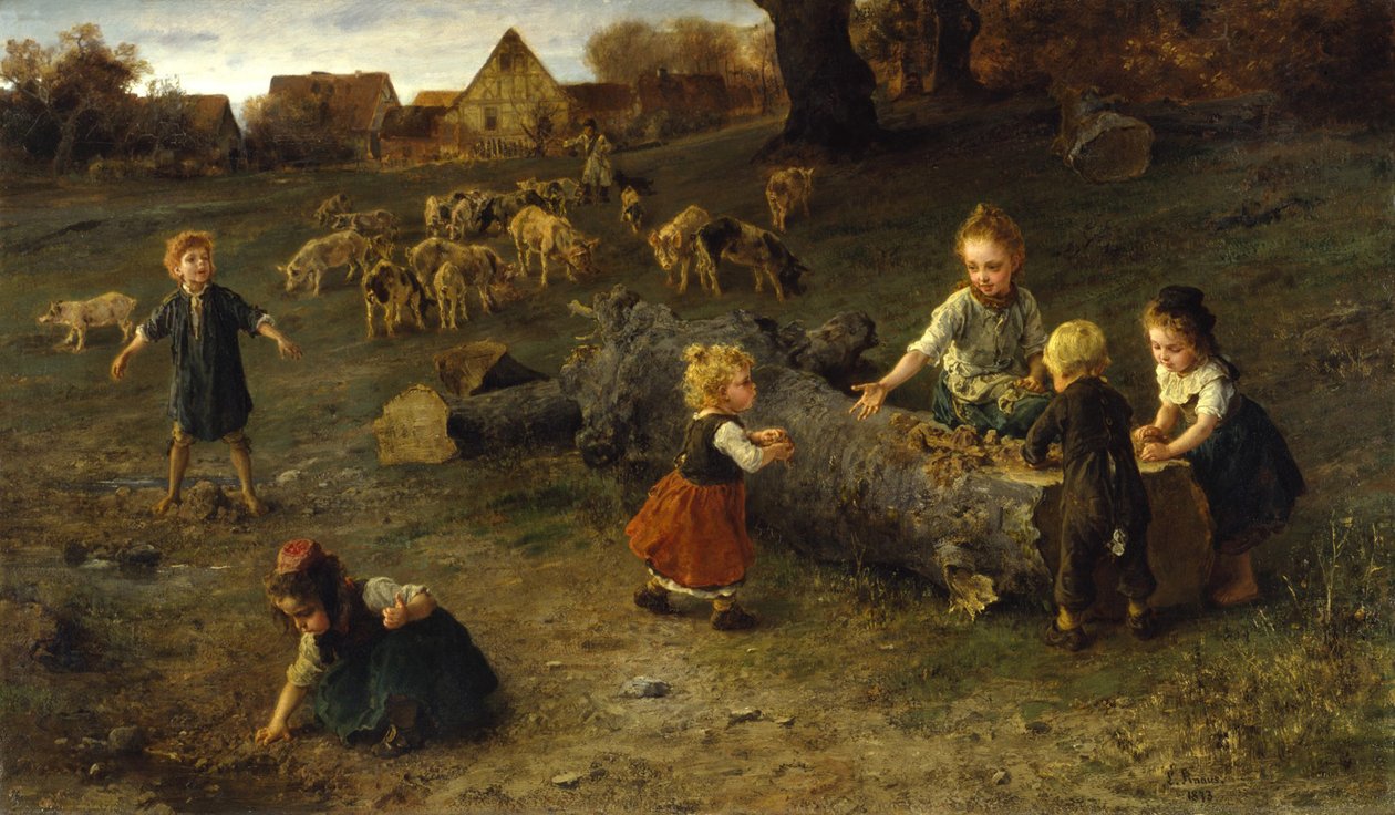 Placki błotne, 1873 autorstwa Ludwig Knaus