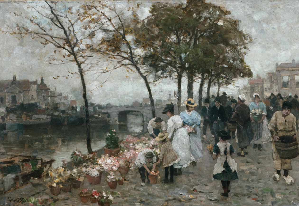 Targ kwiatowy nad kanałem autorstwa Ludwig Munthe