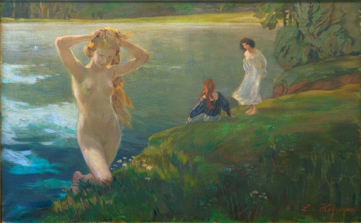 Kąpiące się dziewczyny autorstwa Ludwig von Hofmann