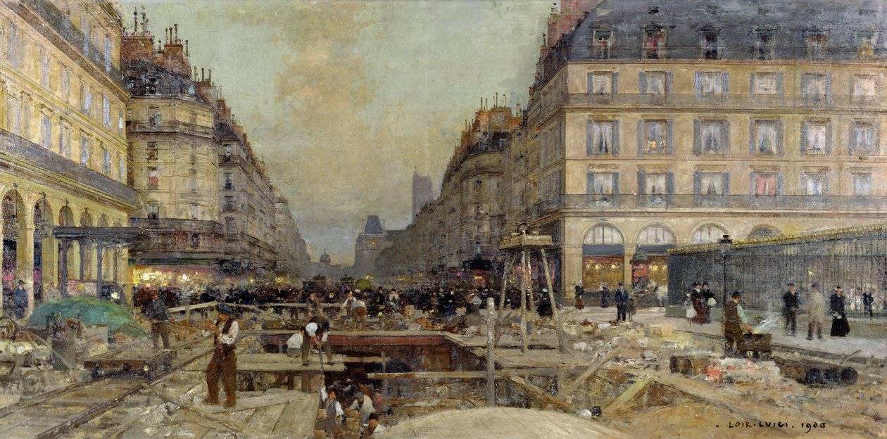 Budowa metra, 1900 autorstwa Luigi Loir