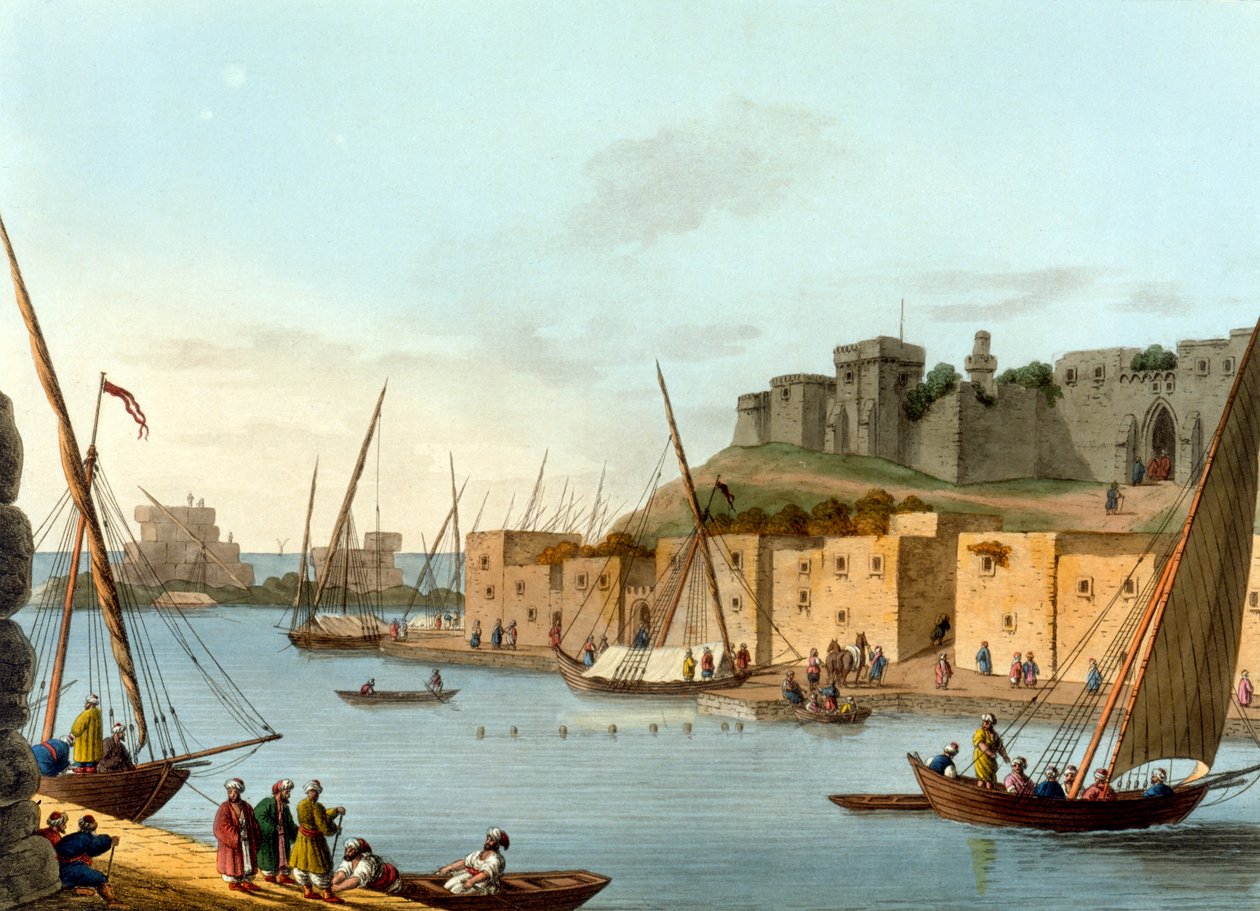 Zamek na wyspie Torosa, ryty przez Williama Wattsa (1752-1851), 1805 autorstwa Luigi Mayer