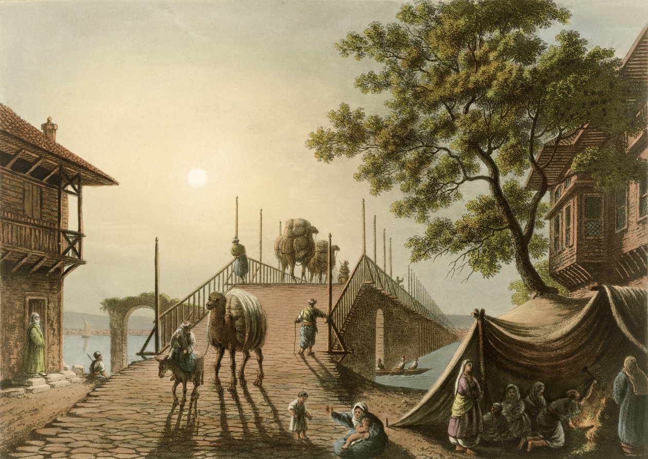 Ponte Piccolo w Rumunii, płyta 9 z „Widoków w dominiach osmańskich”, wyd. przez R. Bowyera, 1809 (akwatinta) autorstwa Luigi Mayer