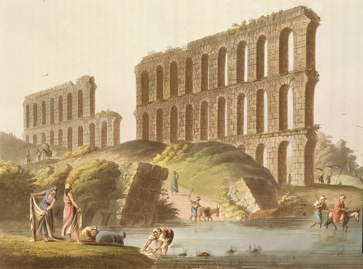 Ruiny Wielkiego Akweduktu Starożytnej Kartaginy, tablica 23 z „Widoków w Imperium Osmańskim”, wyd. Robert Bowyer (1758-1834) 1803 (akwatinta) autorstwa Luigi Mayer