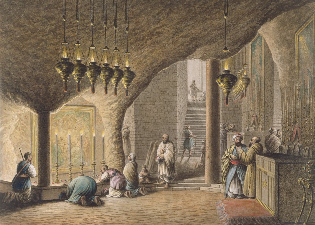 Grota Narodzenia, Betlejem, wyd. autorstwa Williama Wattsa, 1802 autorstwa Luigi Mayer