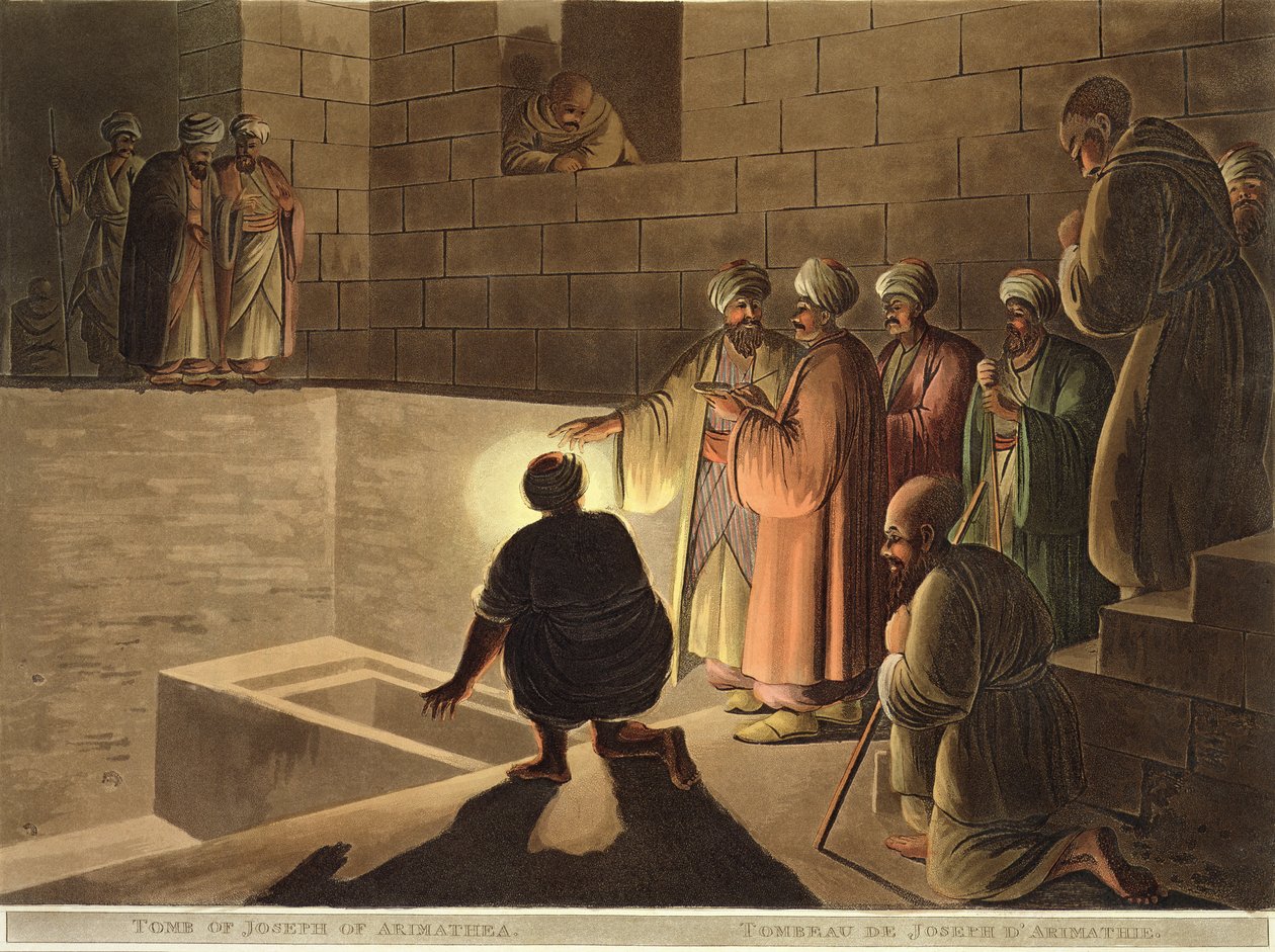Grób Józefa z Arymatei, z "Widoków Palestyny" t.II, opublikowanych przez R. Bowyer Historic Gallery, Londyn, 1803 (akwatinta barwna) autorstwa Luigi Mayer