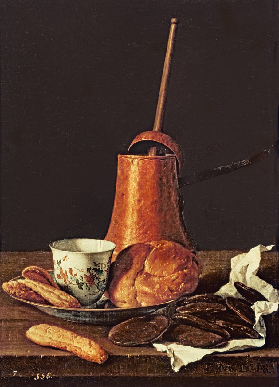Martwa natura z zestawem czekolady do picia, 1770 autorstwa Luis Egidio Melendez
