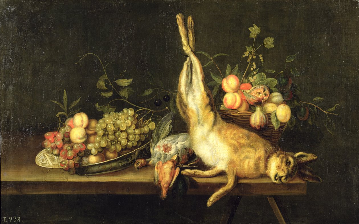 Martwa natura z dziczyzną i owocami autorstwa Luis Menendez or Melendez