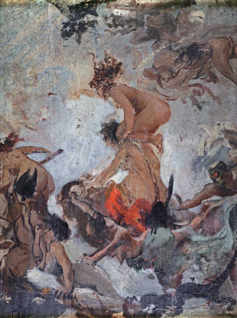 Szkic czarownic idących na szabat autorstwa Luis Riccardo Falero