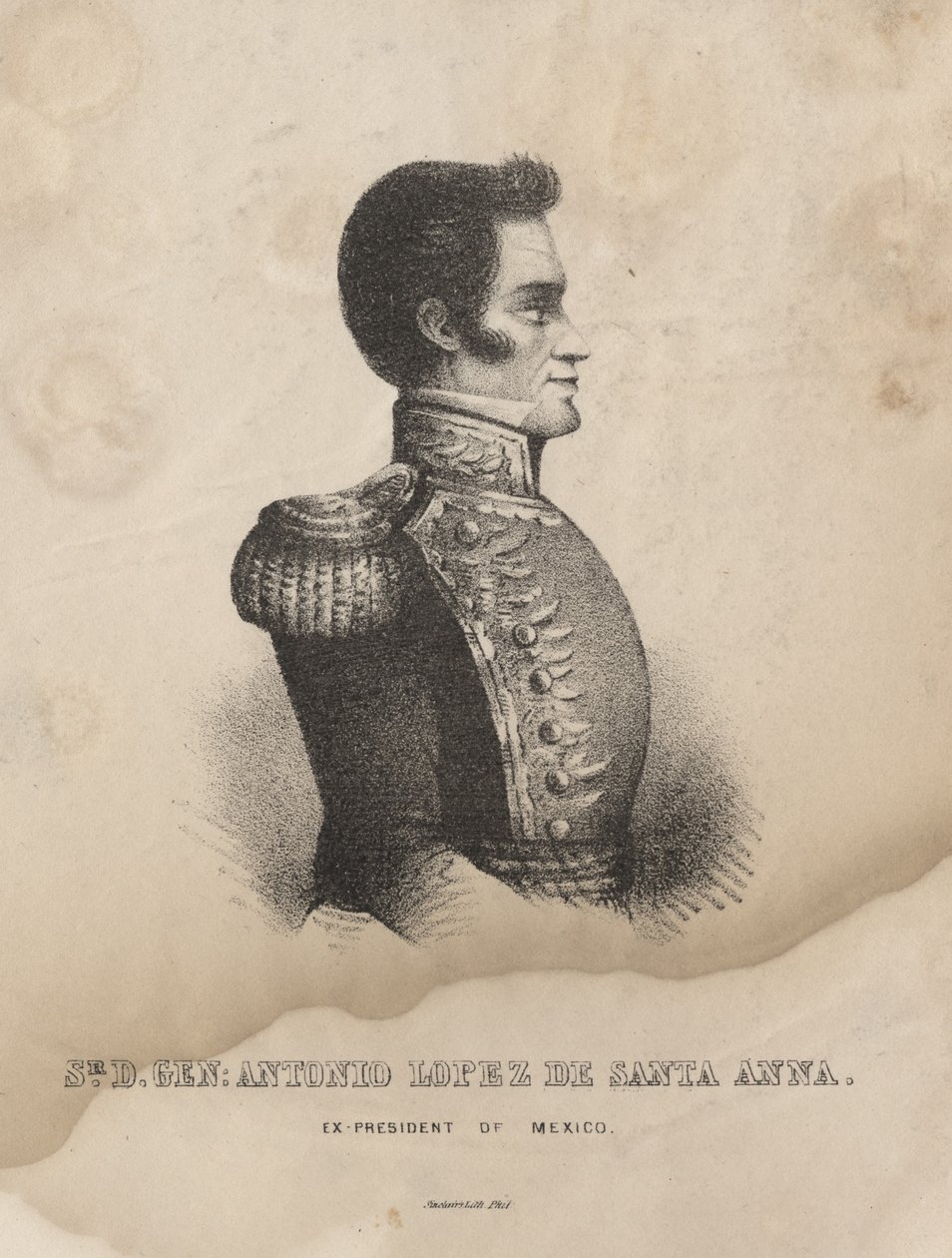 S. D. Gen. Antonio Lopez de Santa Anna, litho autorstwa Thomasa Sinclaira autorstwa M. Schmitz