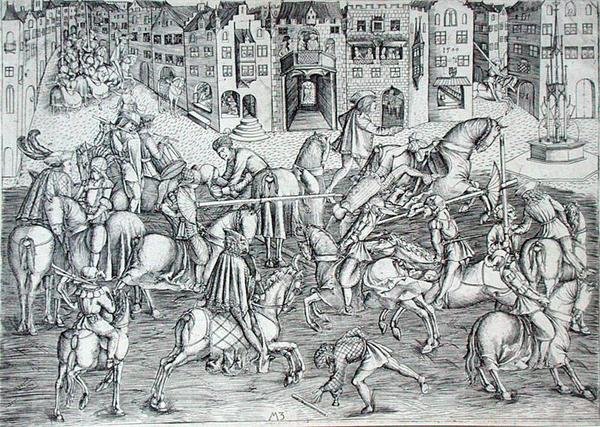 Turniej, ok. 1500 (grawerowanie) autorstwa MZ Master