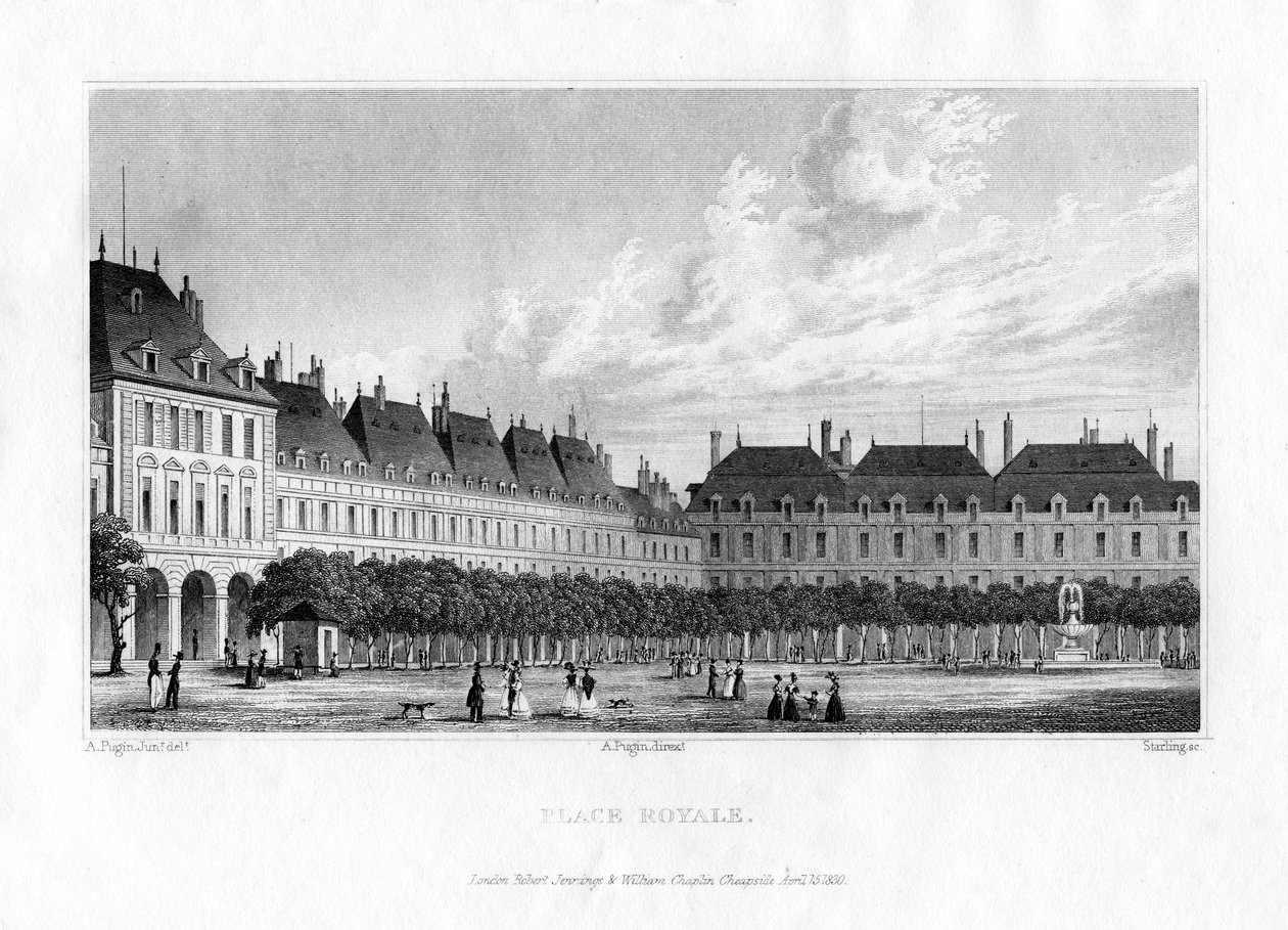 Plac Królewski, Paryż, 1830 autorstwa M. J. Starling