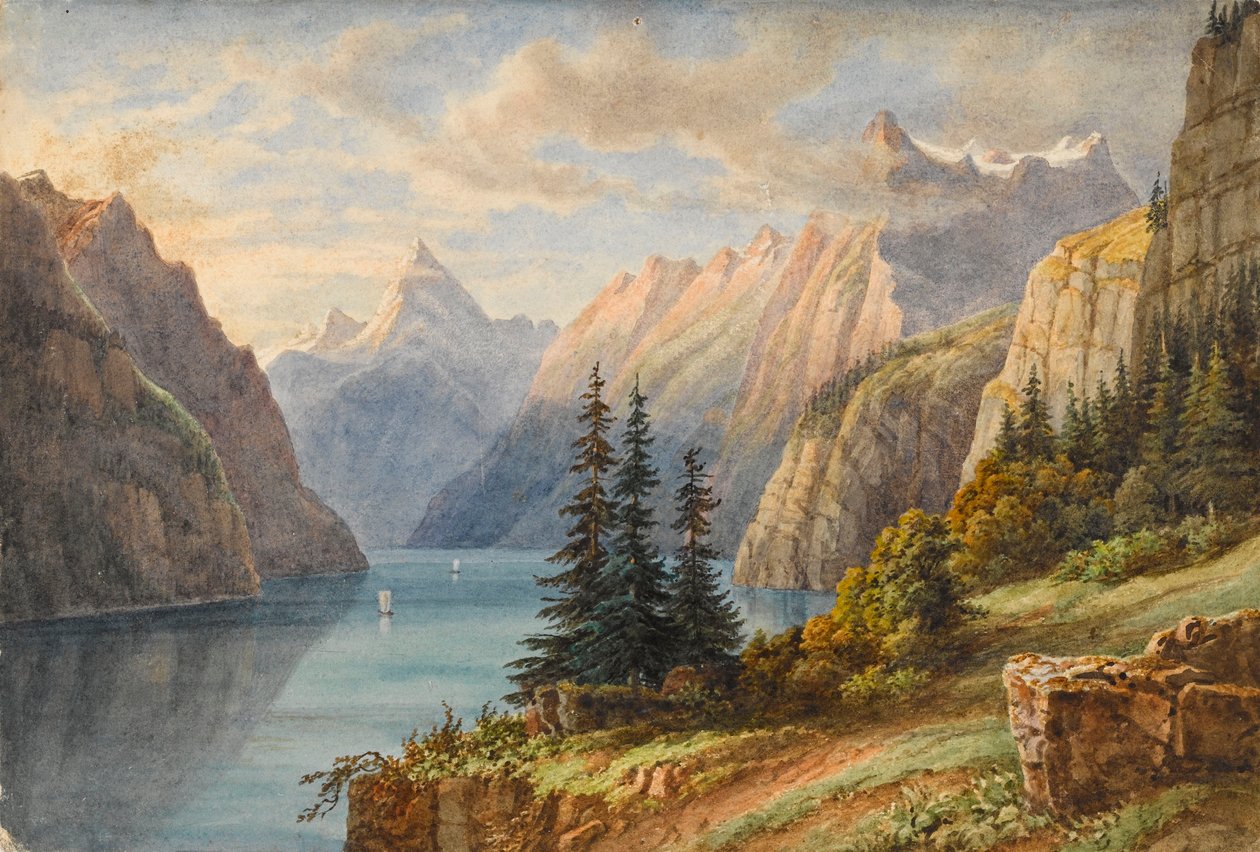 Vue du Rutli (akwarela) autorstwa M. Nicolas Karth